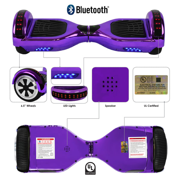 Prime R6 Plus (Purple Chrome) Monster Wheel - with Bluetooth Speakers Government Approved UL2272